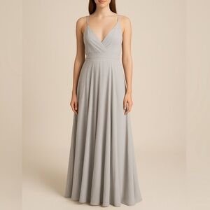 BHLDN‎ Gray Silver Eva Chiffon Bridesmaids Maxi Dress